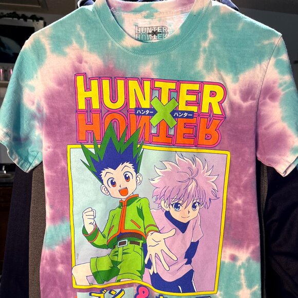 EUC Hunter X Hunter 100% Cotton Tie-Dye w Neon-Color Graphic Tee T-Shirt SZ Sm - Picture 1 of 3